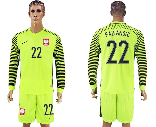 Poland #22 Fibianshi Green Long Sleeves Goalkeeper Soccer Country Jersey